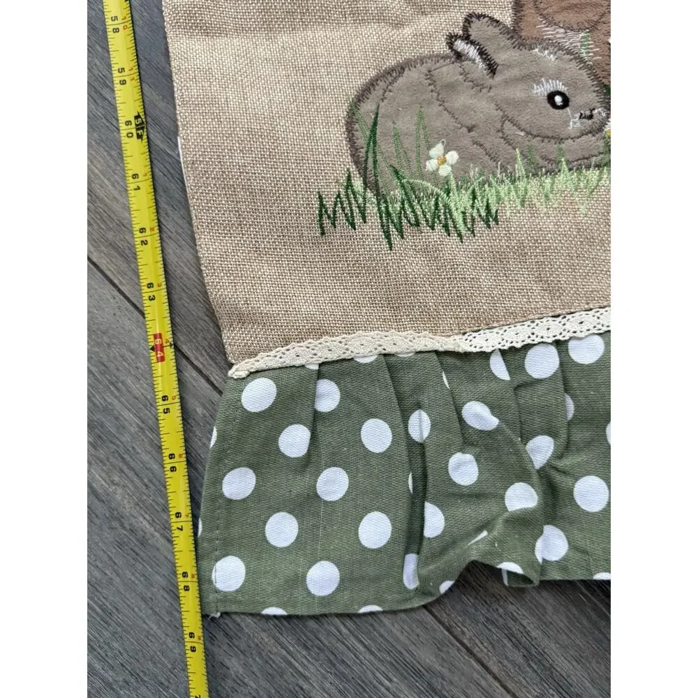 Linen Bunny Table Runner Ruffle Rectangle Spring Easter Cottagecore Farmhouse